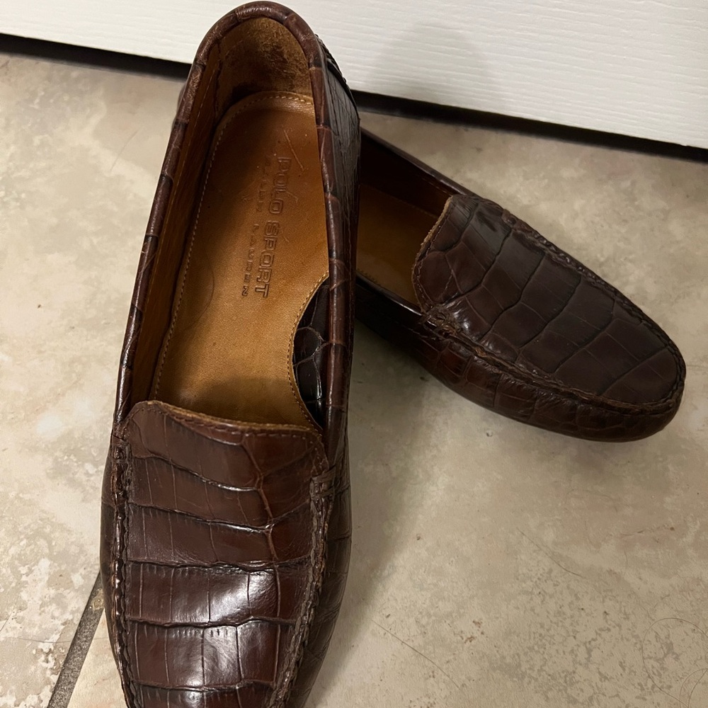 Polo by Ralph Lauren Dark Brown Croc-Embossed Loafers